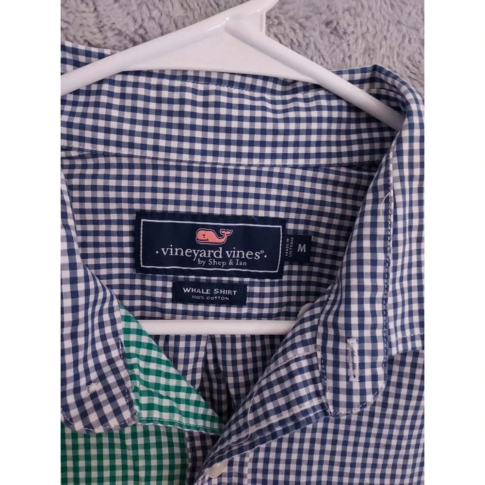 J Crew Shirt Mens Medium Colorblock Preppy Retro Wolf Wall Street‎ Check Whale M